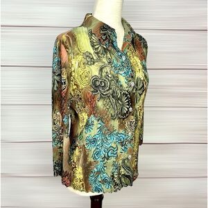 See By Chloe Cotton Blouse To Button Shirt 3/4 Sleeve Scalloped Collar 40 US 8